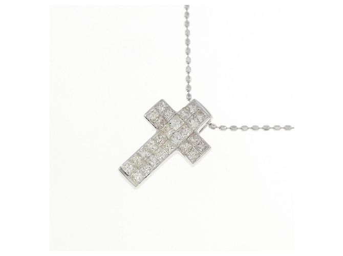 Autre Marque Collana con Croce in Diamanti in Oro Bianco Au750 Argento - vista 3