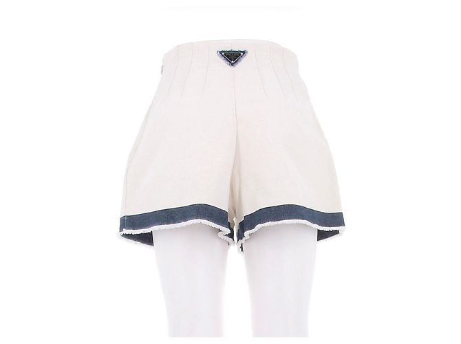 Shorts de algodão Prada azul e branco Tamanho 38 - vista 2