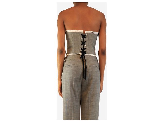 Alessandra Rich Bustier de lana gris con hebillas - talla UK 8 - vista 2