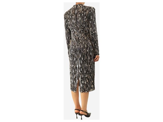 Jenny Packham Schwarzes Kleid mit Perlenbesatz - Größe UK 14 - Ansicht 2