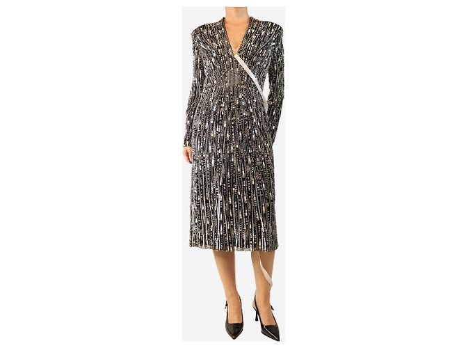 Jenny Packham Schwarzes Kleid mit Perlenbesatz - Größe UK 14 - Ansicht 3