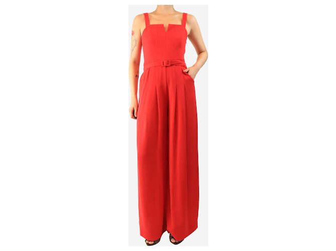 Autre Marque Mono de pierna ancha sin mangas rojo - talla UK 8 Roja - vista 3