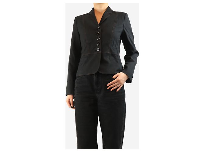 Autre Marque Schwarzer figurbetonter Blazer - Größe UK 10 - Ansicht 3
