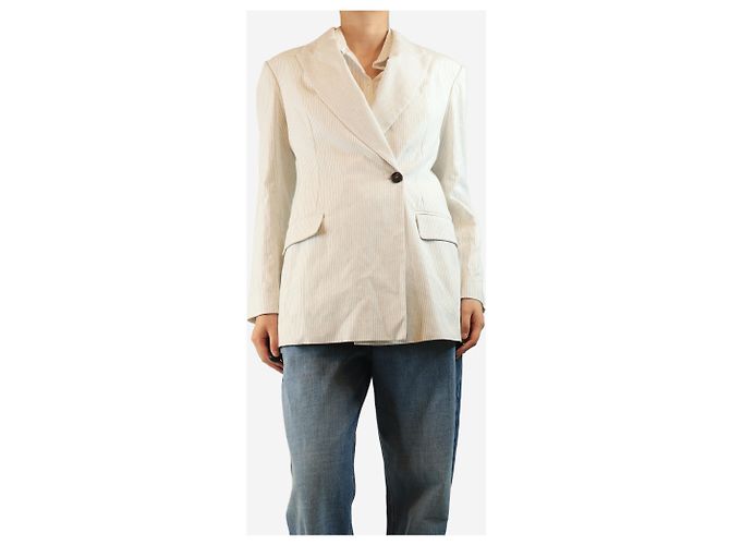 Brunello Cucinelli Blazer de rayas blancas - talla UK 10 Blanco - vista 3
