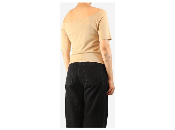 Ralph Lauren Neutrales Strickoberteil mit Off-Shoulder-Ausschnitt - Größe L - Ansicht 2