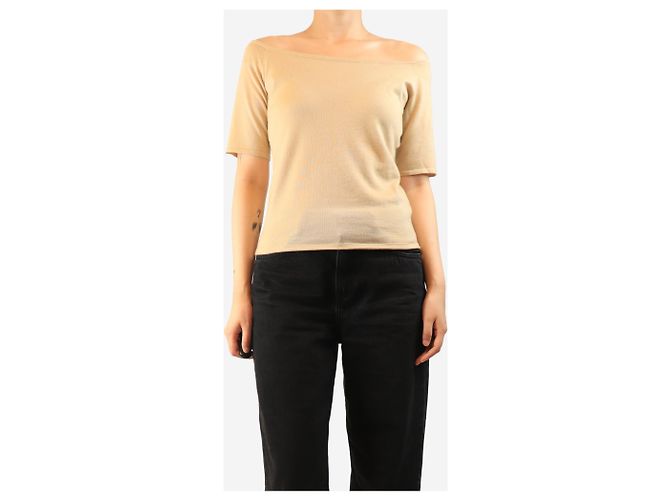 Ralph Lauren Neutrales Strickoberteil mit Off-Shoulder-Ausschnitt - Größe L - Ansicht 3