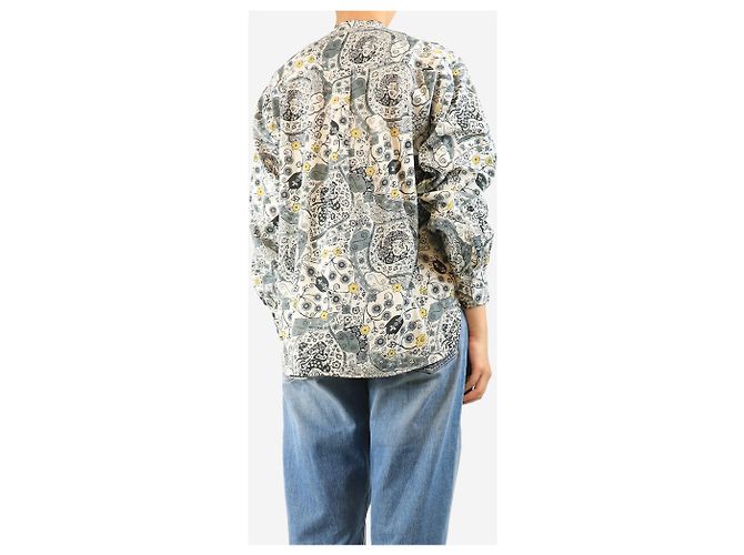 Isabel Marant Etoile Graue Baumwollbluse mit Blumenmuster - Größe UK 12 - Ansicht 2