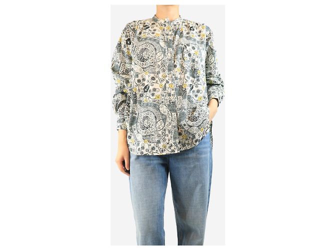 Isabel Marant Etoile Graue Baumwollbluse mit Blumenmuster - Größe UK 12 - Ansicht 3
