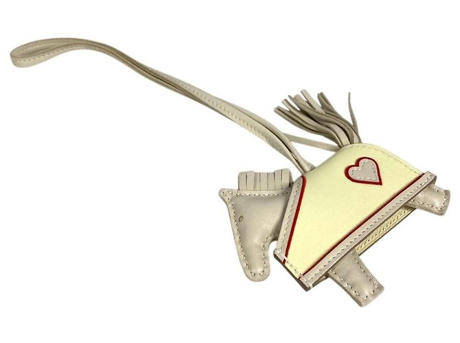 Hermès HERMES Cheval Rodeo Coeur PM Accessorio per borsa / Portachiavi Bianco Giallo - vista 5