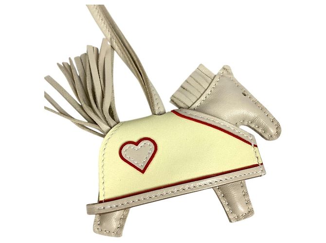 Hermès HERMES Cheval Rodeo Coeur PM Accessorio per borsa / Portachiavi Bianco Giallo - vista 6