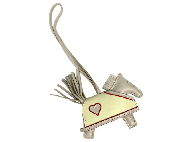 Hermès HERMES Cheval Rodeo Coeur PM Accessorio per borsa / Portachiavi Bianco Giallo - vista 7