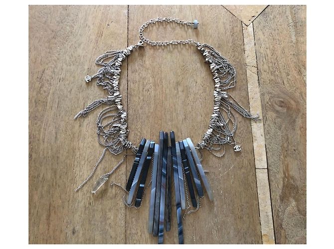 Chanel Collana Autunno-Inverno 2010 Agata e Perle Nero Beige Grigio Marrone chiaro Silver hardware - vista 13