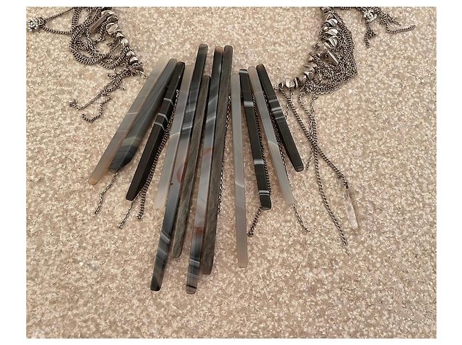 Chanel Collana Autunno-Inverno 2010 Agata e Perle Nero Beige Grigio Marrone chiaro Silver hardware - vista 16