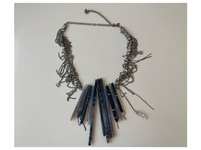 Chanel Collana Autunno-Inverno 2010 Agata e Perle Nero Beige Grigio Marrone chiaro Silver hardware - vista 9