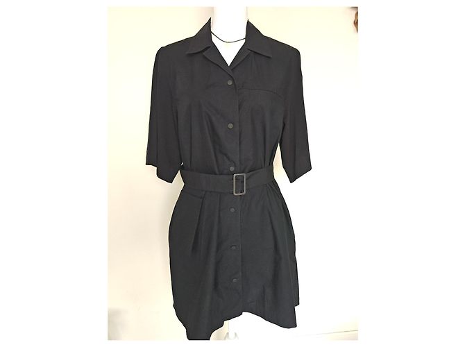 COS Schwarzes Hemdkleid mit Gürtel - Ansicht 15