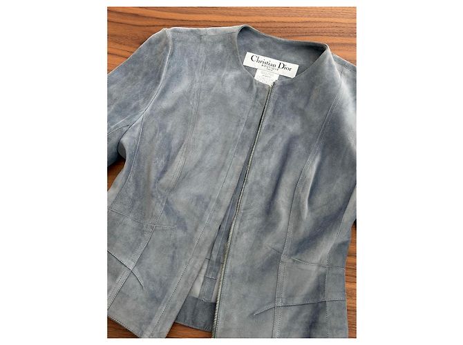 Christian Dior Wildlederjacke in Grau - Ansicht 2