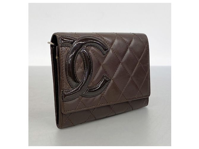Portafoglio Chanel Cambon in agnello marrone scuro - vista 2