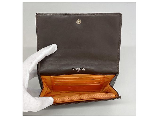 Portafoglio Chanel Cambon in agnello marrone scuro - vista 3