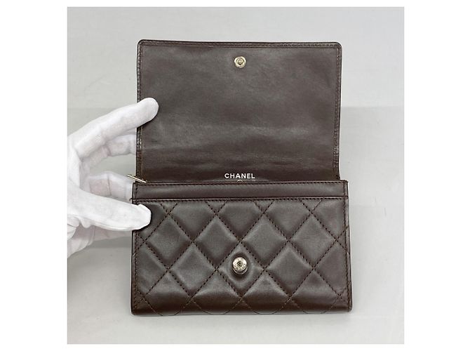 Portafoglio Chanel Cambon in agnello marrone scuro - vista 8