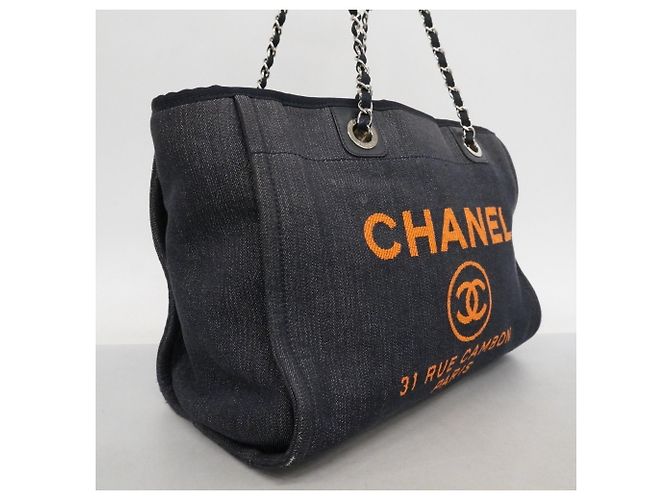 Chanel Deauville Chain Tote Bag Blau - Ansicht 2
