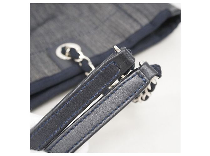 Chanel Deauville Chain Tote Bag Blau - Ansicht 8