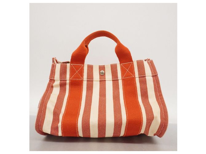 Hermès Borsa Tote Hermes Cannes PM Bianco Rosso - vista 13