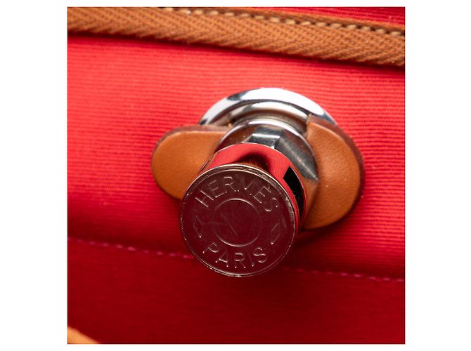 Zaino Hermès Red Toile Herbag A Dos Zip Retourne Rosso - vista 5