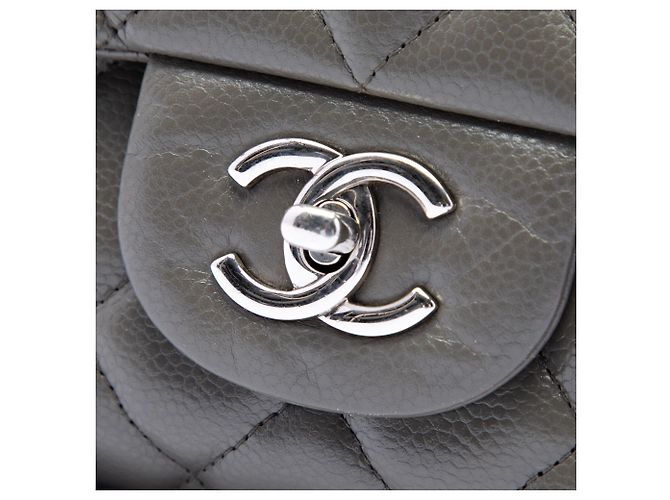 Chanel Gray Maxi Classic Caviar Single Flap Marrom Cinza antracite - vista 5