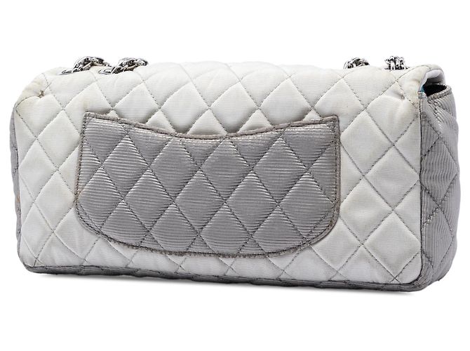 Chanel White Small Tricolor Quilted Jersey Reissue 2.55 East West Flap - vista 2