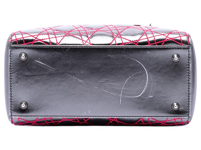 Dior Grigio Anselm Reyle Medium Cannage Lady Dior in agnello metallizzato Marrone Grigio antracite - vista 3