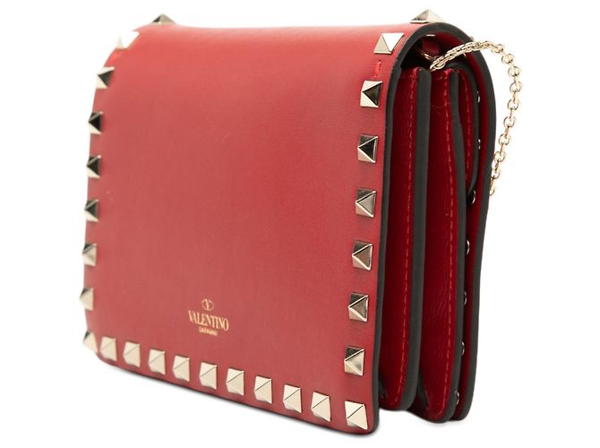 Pochette Valentino in pelle rossa con catena Rockstud Rosso - vista 2