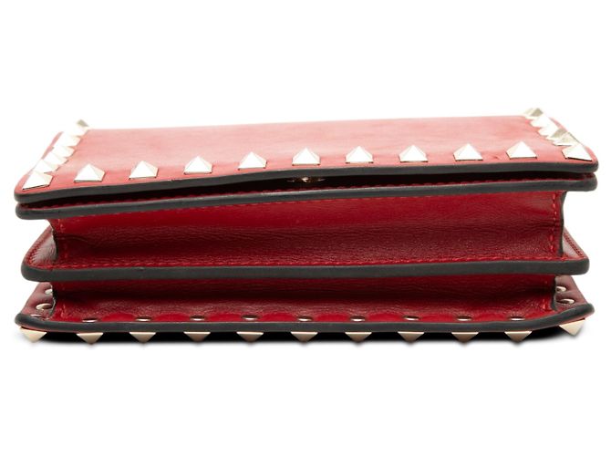 Pochette Valentino in pelle rossa con catena Rockstud Rosso - vista 3