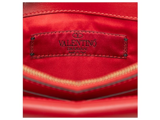 Pochette Valentino in pelle rossa con catena Rockstud Rosso - vista 5