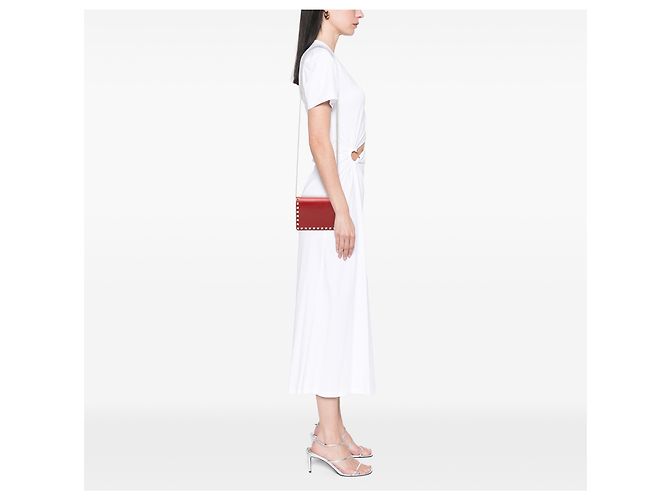 Pochette Valentino in pelle rossa con catena Rockstud Rosso - vista 7