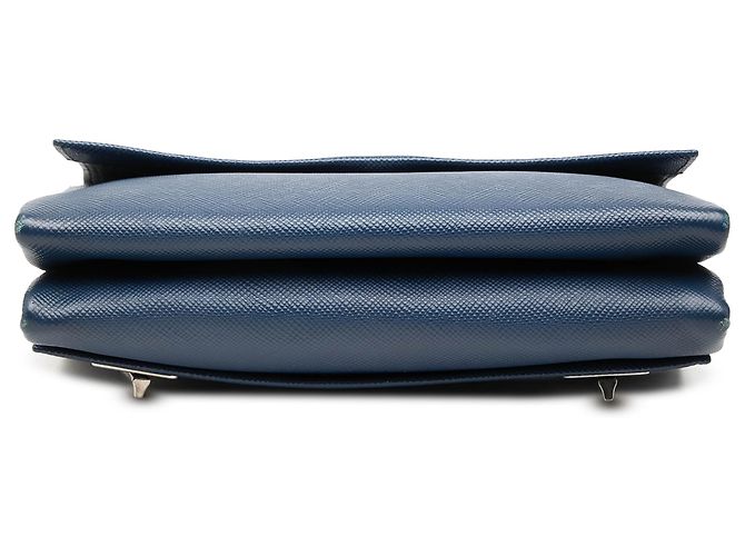 Borsa a tracolla Prada in pelle Saffiano blu con doppia chiusura a vite Blu scuro - vista 3