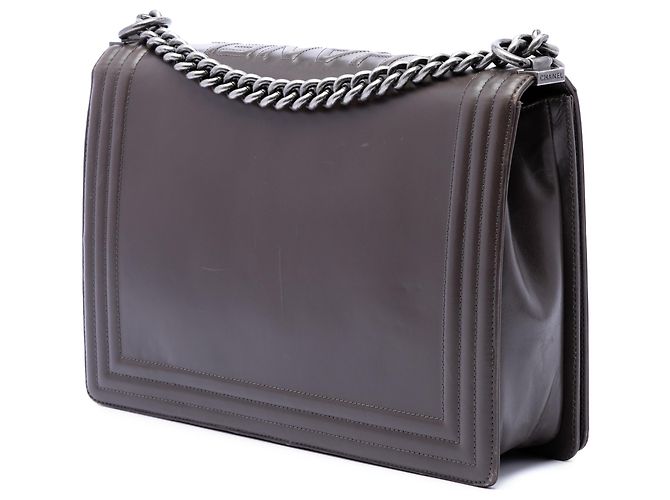 Chanel Boy Flap in pelle di vitello lucida marrone Large Marrone scuro - vista 2