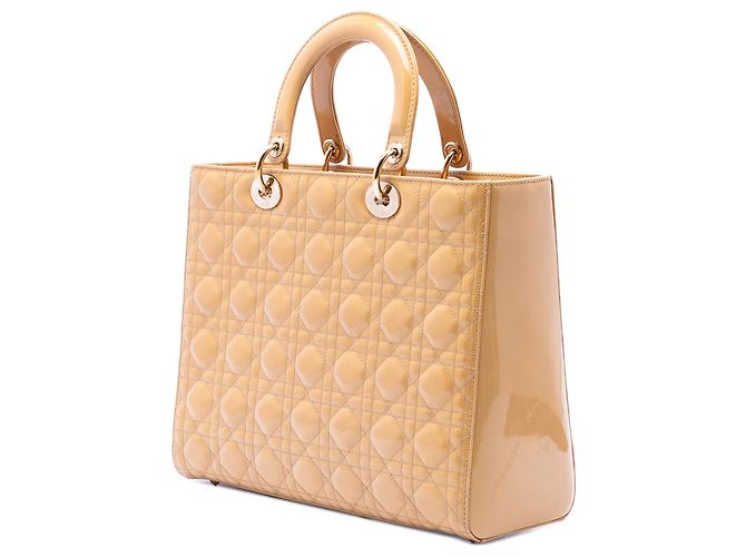 Dior Beige Large Patent Cannage Lady Dior - vista 2