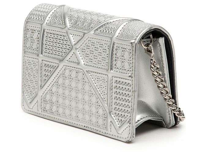 Dior Argento Baby Metallic Patent Microcannage Diorama Flap - vista 2