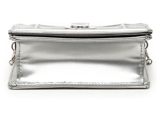 Dior Argento Baby Metallic Patent Microcannage Diorama Flap - vista 3
