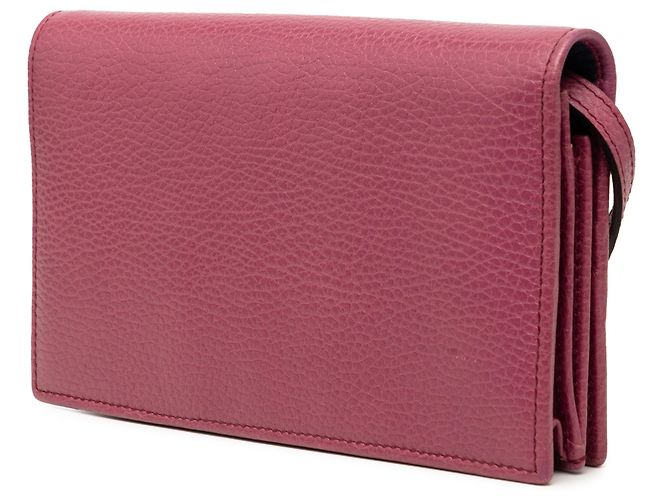 Gucci Pink Dollar Calfskin Swing Wallet On Strap - view 2