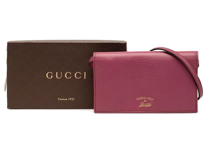 Gucci Pink Dollar Calfskin Swing Wallet On Strap - view 8