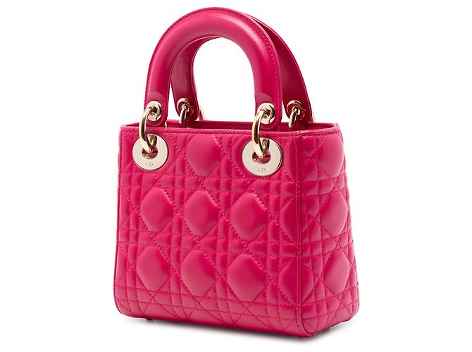 Lady Dior Mini in agnello cannage rosa di Dior - vista 2