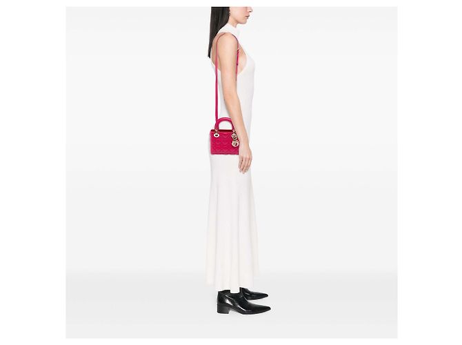 Lady Dior Mini in agnello cannage rosa di Dior - vista 6