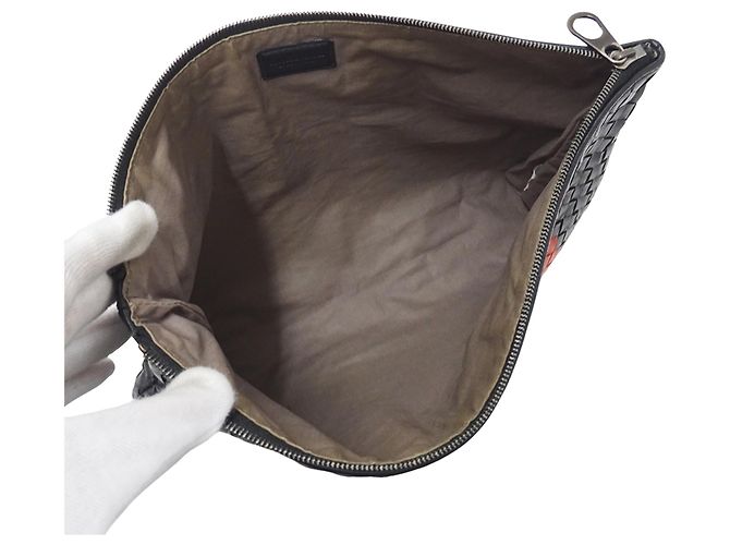 Clutch in pelle Bottega Veneta Nero Rosso - vista 4