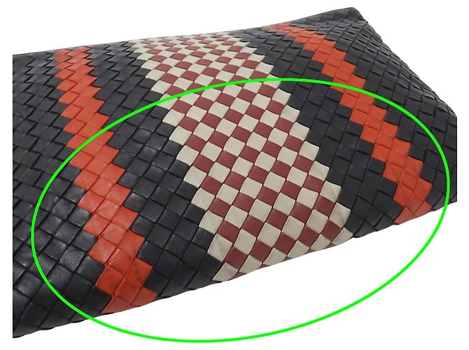 Clutch in pelle Bottega Veneta Nero Rosso - vista 7