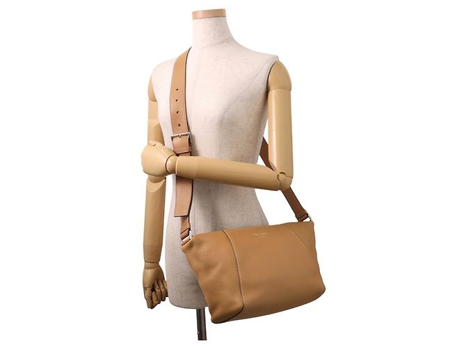 Borsa a tracolla in pelle marrone Prada - vista 4