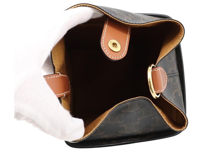 Céline Celine Triomphe Strap Box Leather Handtasche Kamel - Ansicht 5