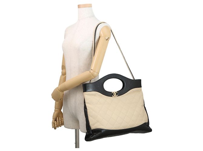 Borsa Chanel Matelassé Nero Beige - vista 4