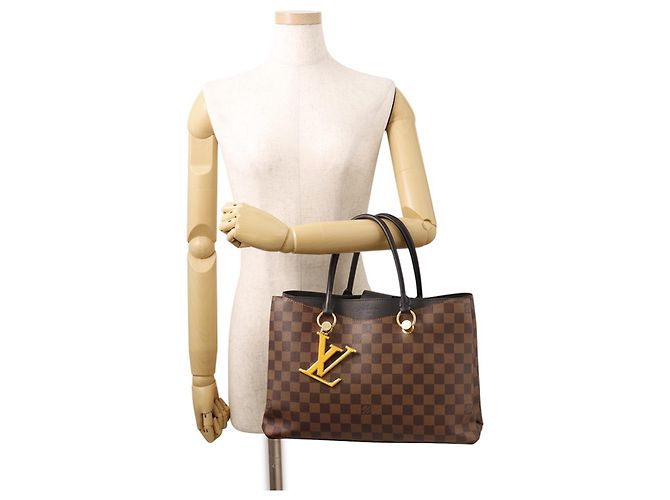 Borsa Louis Vuitton Damier Ebene Riverside Nero - vista 4