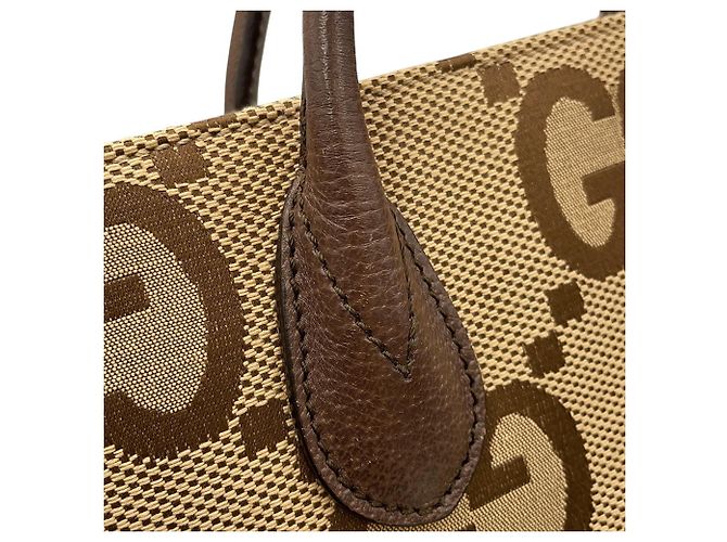 Gucci Jumbo GG Canvas Leder Tote Bag Braun Beige - Ansicht 13